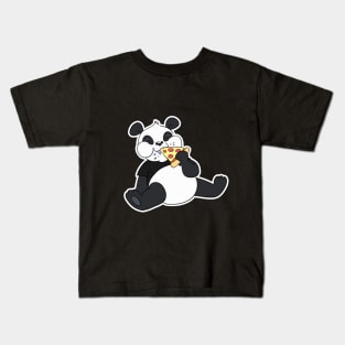 Funny Panda eat pizza Kids T-Shirt